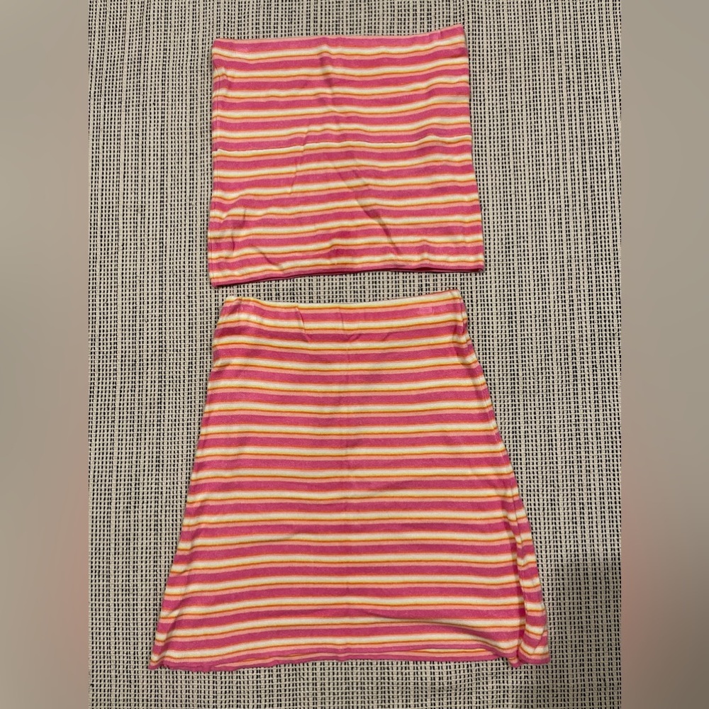 Djerf Avenue Popsicle Tube Top (S) and Skirt (S)